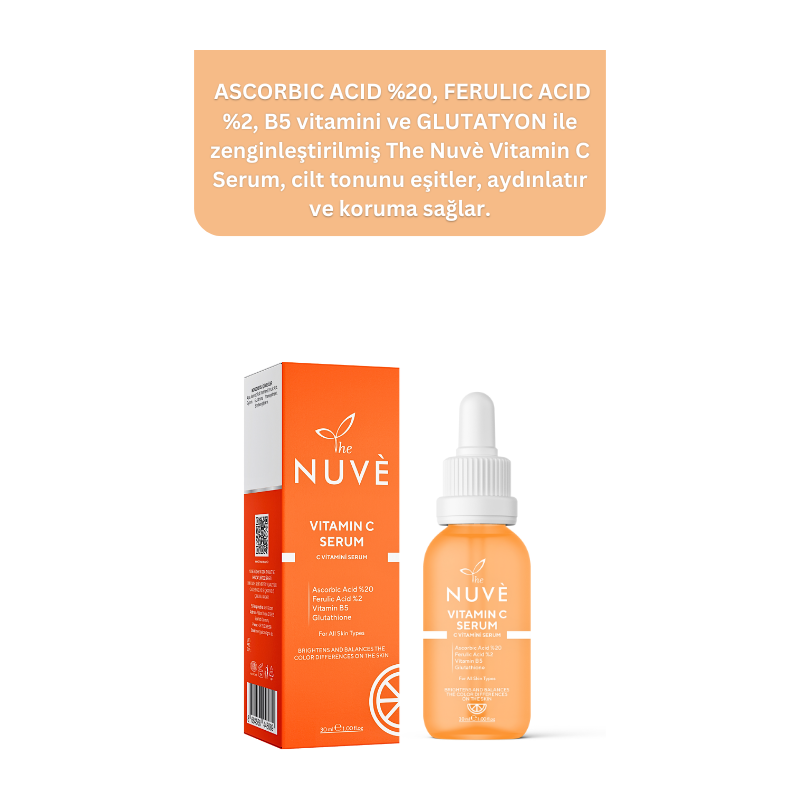 Cildinizi Aydınlatın: The Nuvè %20 Güçlü C Vitamini Serumu ile Parlaklık - The Nuve